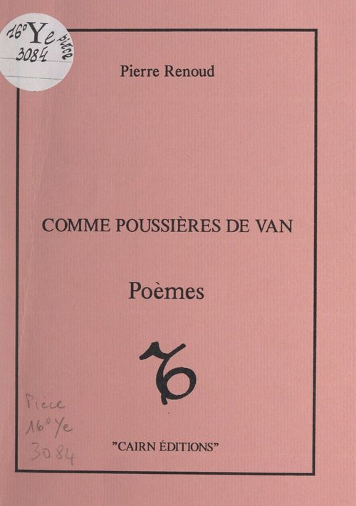 Couverture ebook de Comme poussières de van, de Pierre Renoud