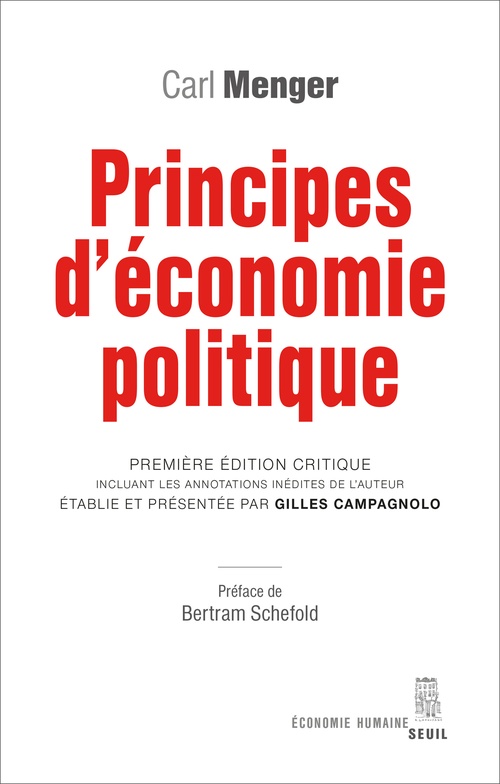 ebook cover of Principes d'économie politique, by Carl Menger