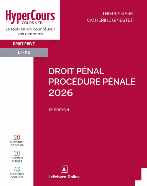 ebook cover of Droit pénal. Procédure pénale 2026 17ed, by Catherine Ginestet, Thierry Garé