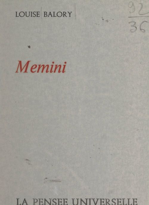 ebook cover of Memini, by Louise Balory