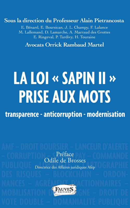 Couverture ebook de La loi "Sapin II" prise aux mots, de Alain Pietrancosta