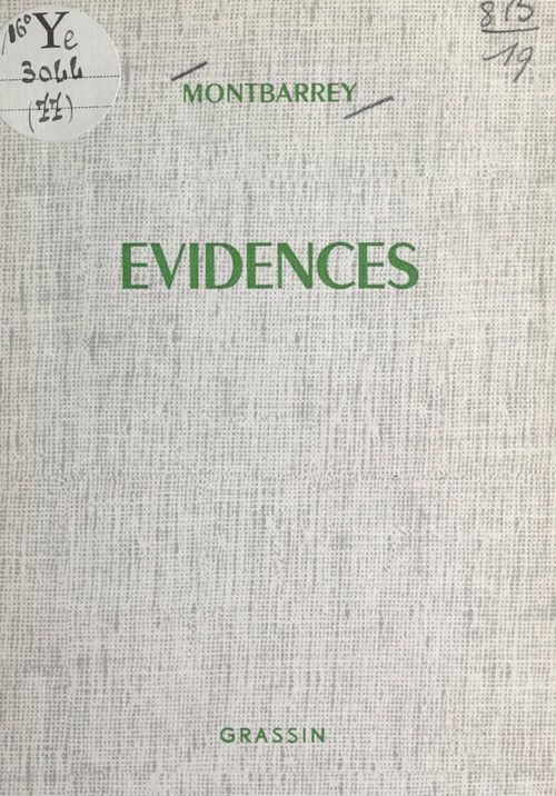ebook cover of Évidences, by Montbarrey