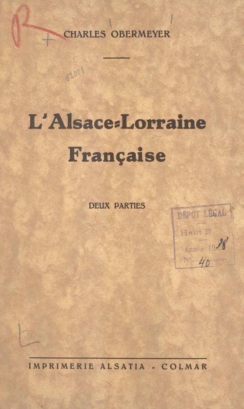 Couverture ebook de L'Alsace-Lorraine française, de Charles Obermeyer