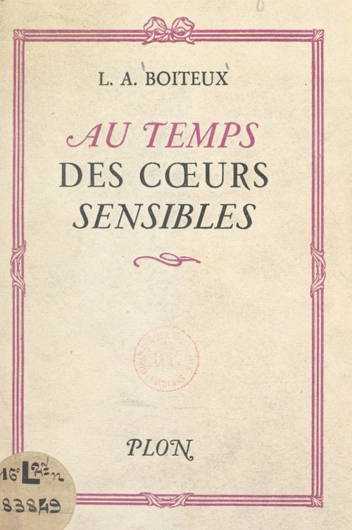 ebook cover of Au temps des coeurs sensibles, by Louis-Augustin Boiteux