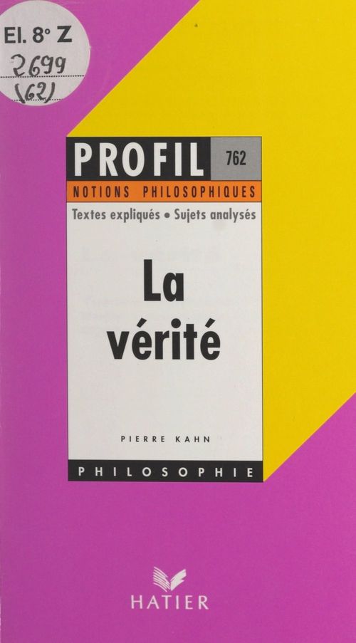 ebook cover of La vérité, by Pierre Kahn