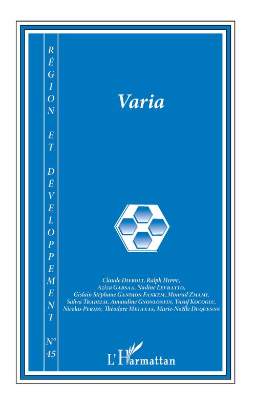 Couverture ebook de Varia (Région et développement 45), de Region Et Developpement
