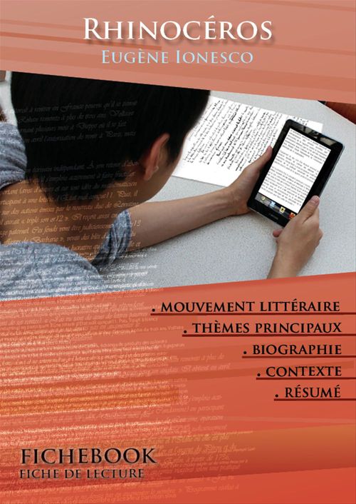 Couverture ebook de Fiche de lecture Rhinocéros - Résumé détaillé et analyse littéraire de référence, de Eugène Ionesco