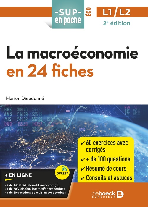 Couverture ebook de La macroéconomie en 24 fiches : Licence 1 et Licence 2, de Marion Dieudonné