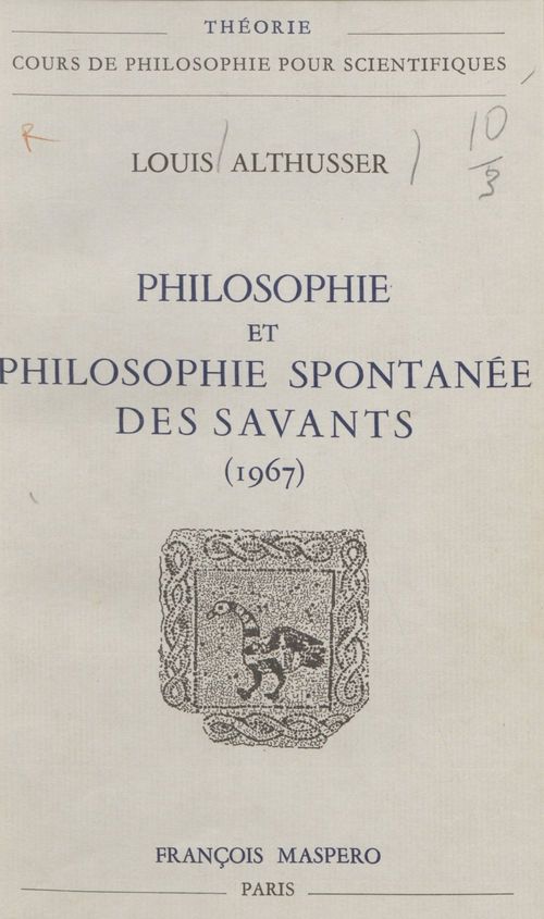 Couverture ebook de Philosophie et philosophie spontanée des savants, de Louis Althusser