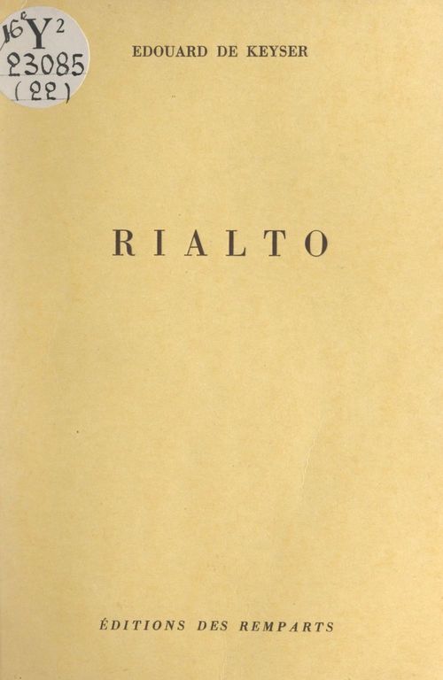 Couverture ebook de Rialto, de Edouard De Keyser