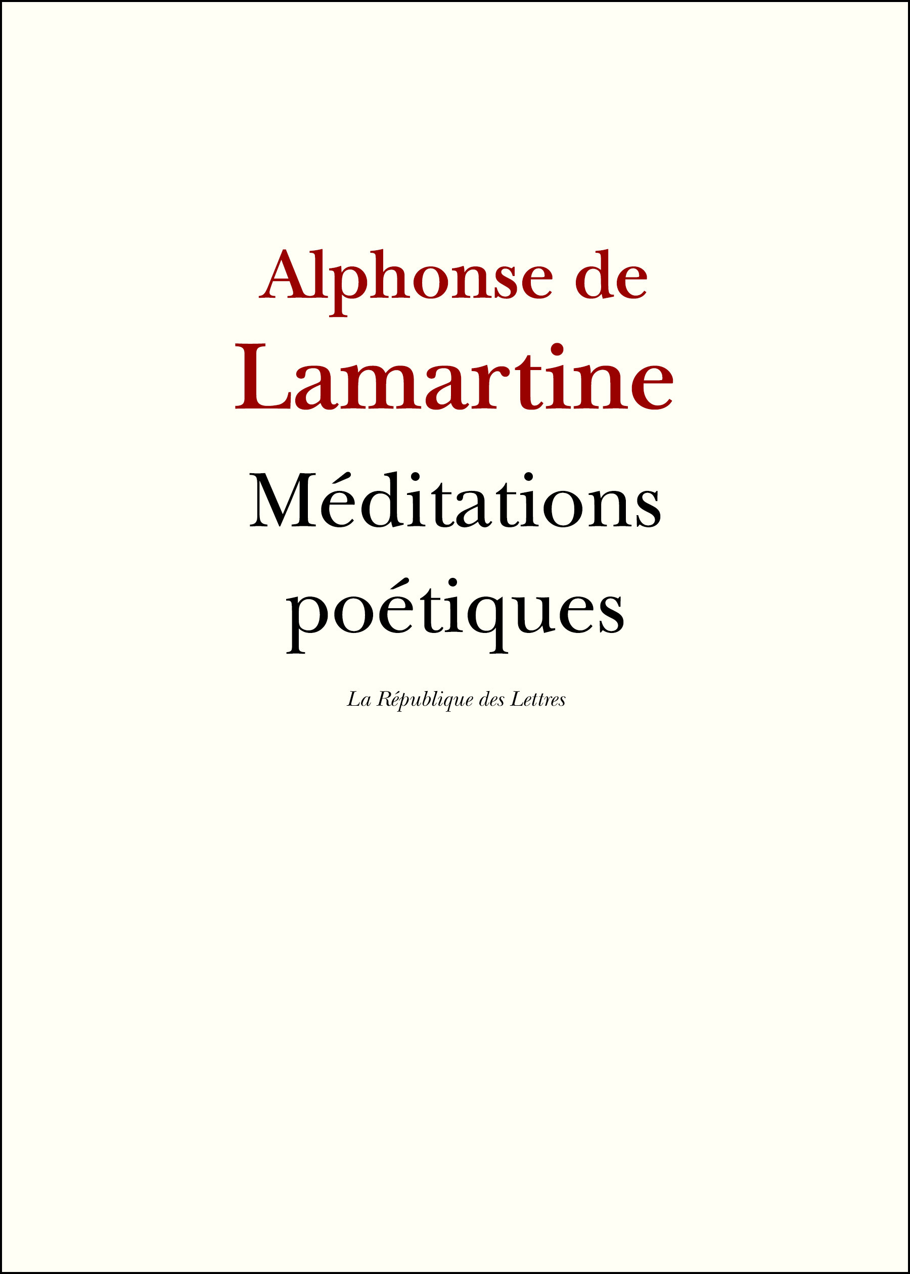 ebook cover of Méditations poétiques, by Alphonse De Lamartine