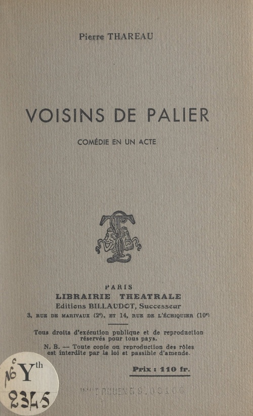 ebook cover of Voisins de palier, by Pierre Thareau