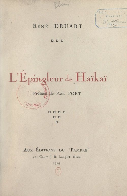 ebook cover of L'épingleur de haïkaï, by Rene Druart