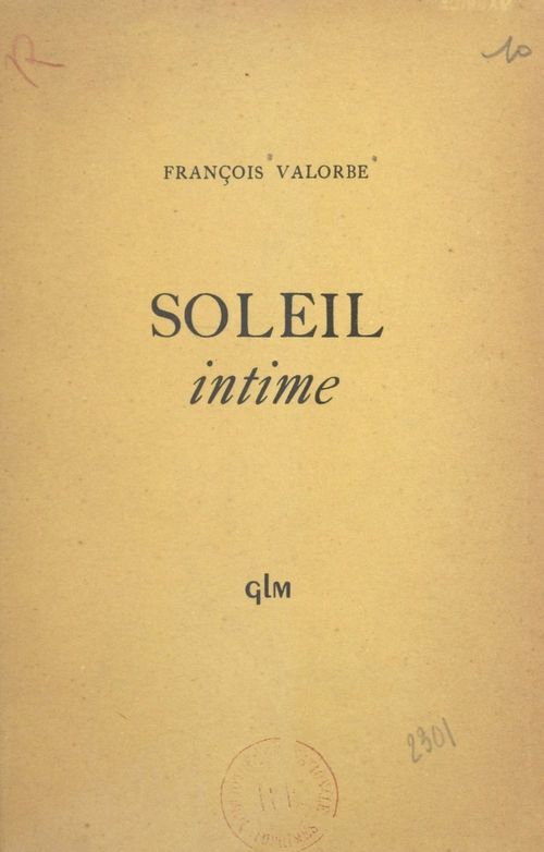 Couverture ebook de Soleil intime, de Francois Valorbe