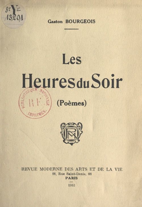 Couverture ebook de Les heures du soir, de Gaston Bourgeois