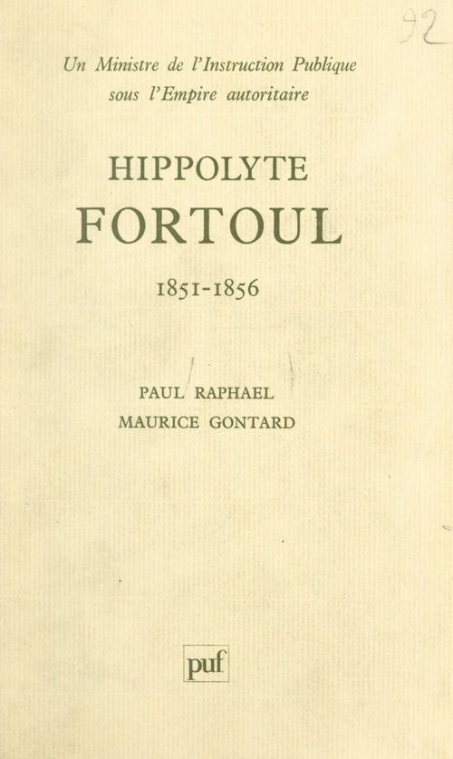ebook cover of Hippolyte Fortoul, by Maurice Gontard, Paul Raphael