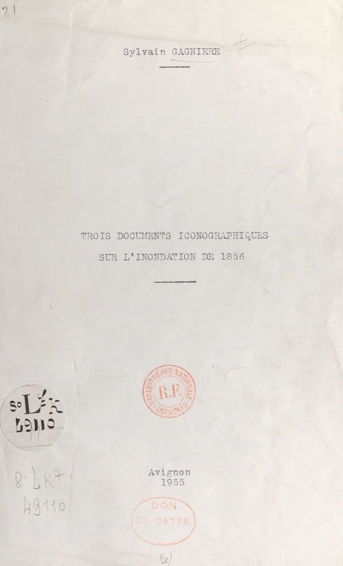 Couverture ebook de Trois documents iconographiques sur l'inondation de 1856, de Sylvain Gagniere