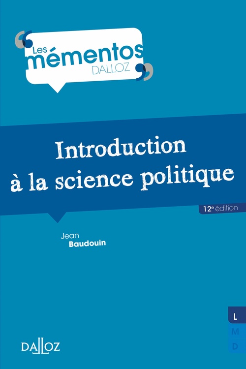 Couverture ebook de Introduction à la science politique 12ed, de Jean Baudouin