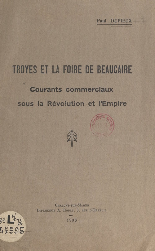 ebook cover of Troyes et la Foire de Beaucaire, by Paul Dupieux