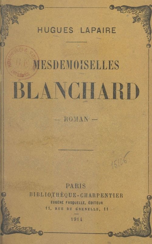 Couverture ebook de Mesdemoiselles Blanchard, de Hugues Lapaire