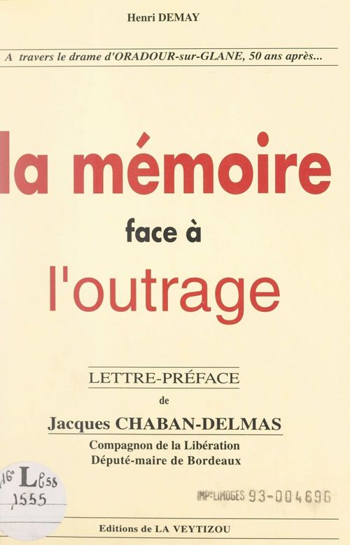 ebook cover of La mémoire face à l'outrage, by Henri Demay