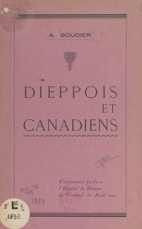 ebook cover of Dieppois et Canadiens, by A. Boudier