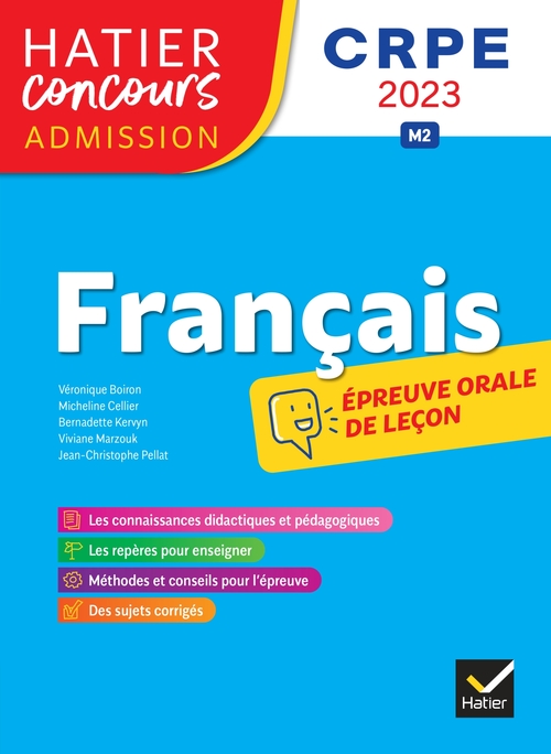 Couverture ebook de Français - CRPE 2023 - Epreuve orale d'admission, de Micheline Cellier, Véronique Boiron, Bernadette Kervyn, Viviane Marzouk, Jean-Christophe Pellat