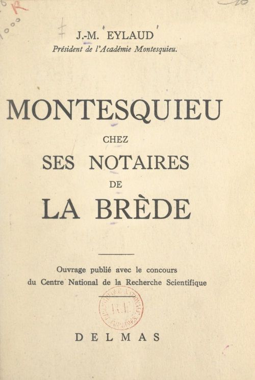 Couverture ebook de Montesquieu chez ses notaires de La Brède, de Jean-Max Eylaud