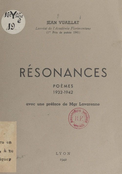 Couverture ebook de Résonances, de Jean Vuaillat