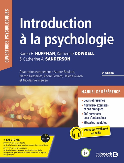 Couverture ebook de Introduction à la psychologie, de Karen Huffman, Katherine Dowdell, Catherine  A, Sanderson
