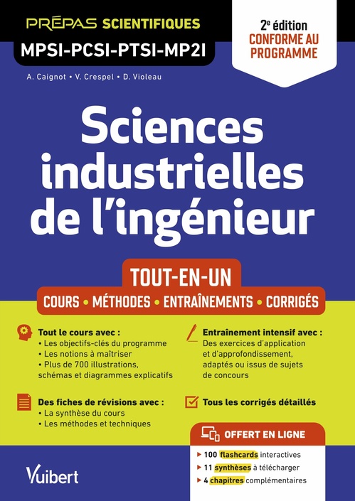 Couverture ebook de Sciences industrielles de l'ingénieur MPSI-PCSI-PTSI-MP2I - Tout-en-un, de Alain Caignot, David Violeau, Vincent Crespel
