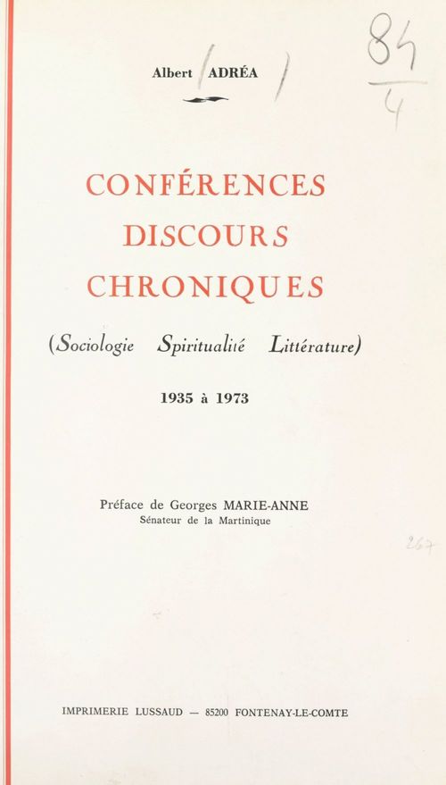 ebook cover of Conférences, discours, chroniques, by Albert Adrea