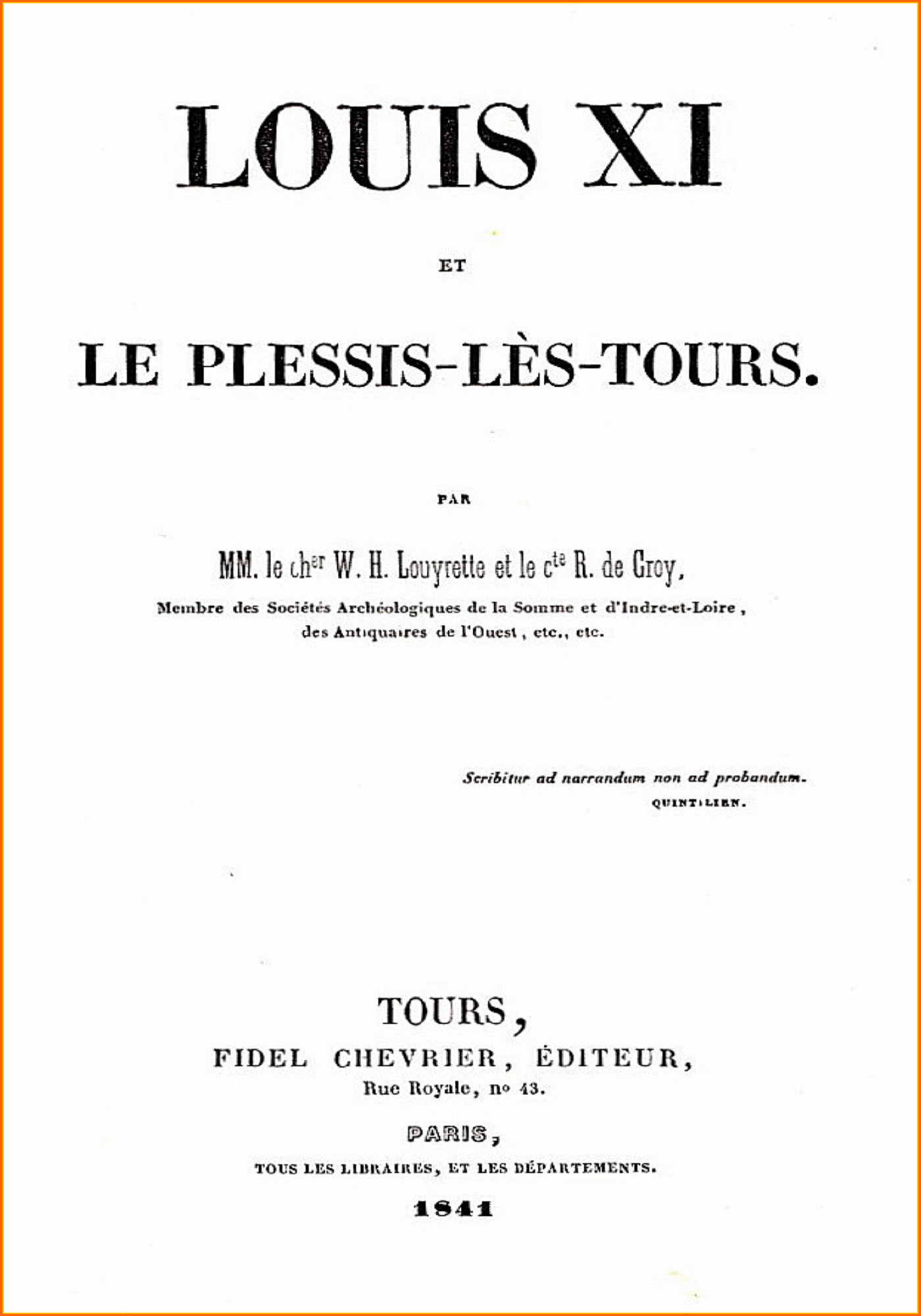 ebook cover of Louis XI et le Plessis-lès-Tours, by W. H. Louyrette