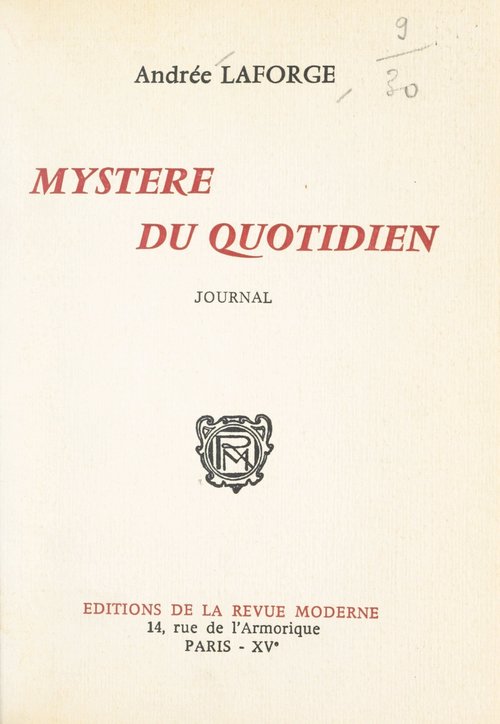 Couverture ebook de Mystère du quotidien, de Andree Laforge