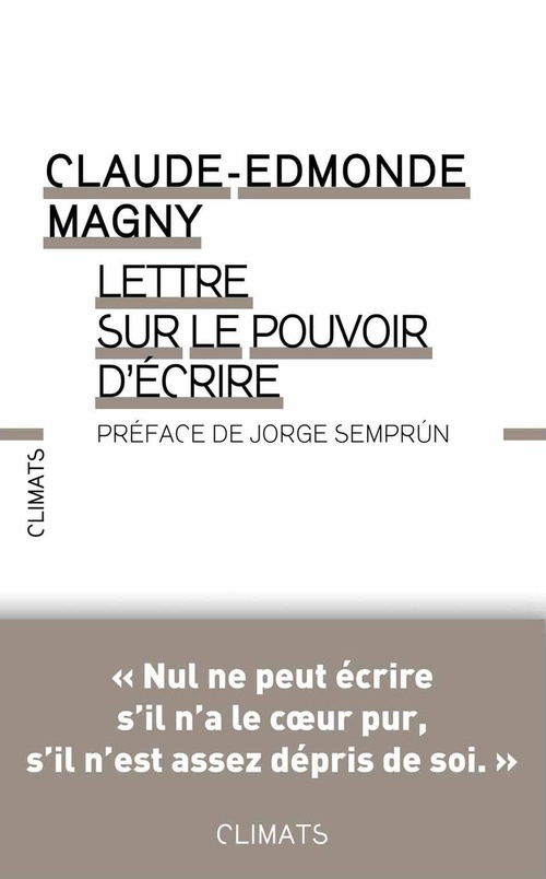 Couverture ebook de Lettre sur le pouvoir d´écrire, de Claude-edmonde Magny