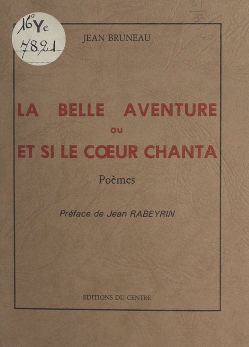 Couverture ebook de La belle aventure, de Jean Bruneau