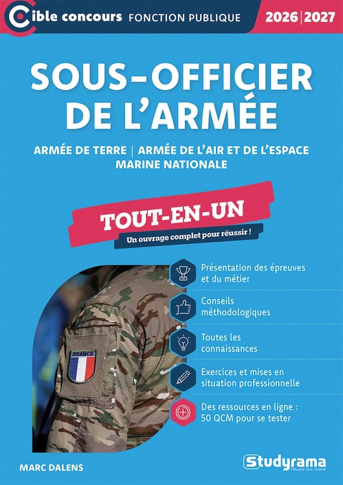 Couverture ebook de Sous-officier de l´armée - Tout-en-un - Édition 2026-2027, de Marc Dalens