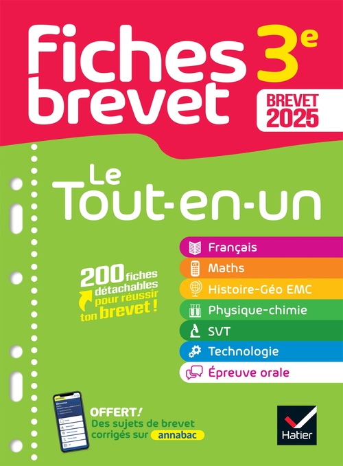 Couverture ebook de Fiches brevet - Le tout-en-un Brevet 2025 (toutes les matières), de Collectif
