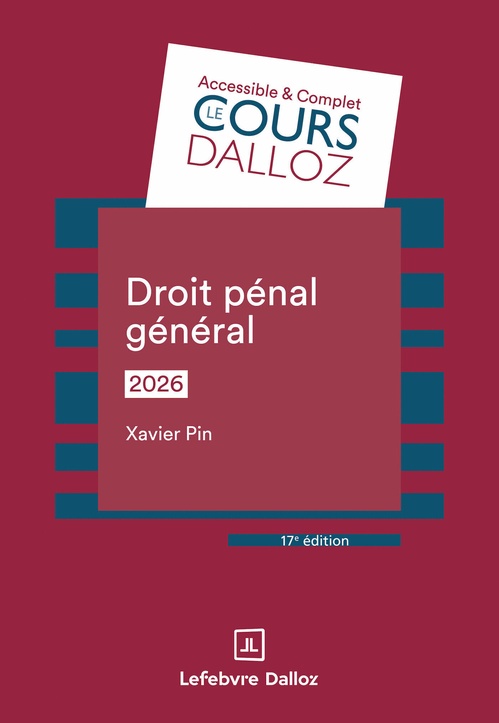 Couverture ebook de Droit pénal général 2026 17ed, de Xavier Pin