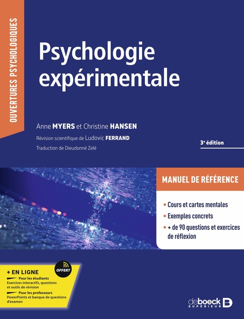 Couverture ebook de Psychologie expérimentale, de Ludovic Ferrand, Christine Hansen, Anne Myers