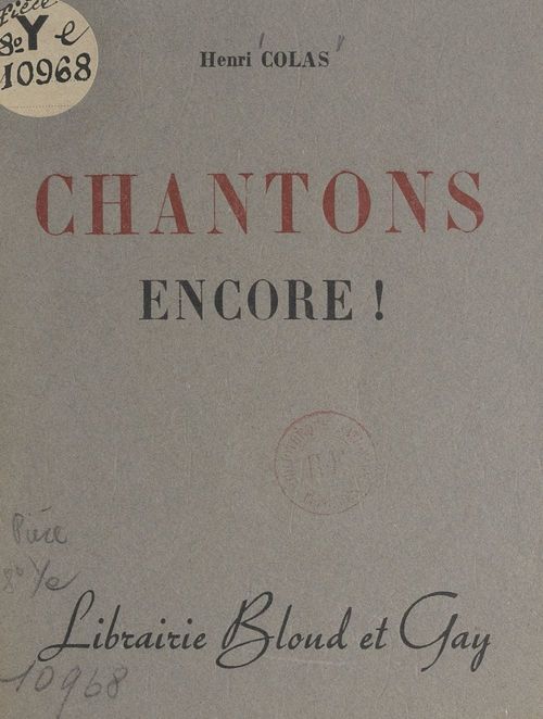 Couverture ebook de Chantons encore !, de Henri Colas