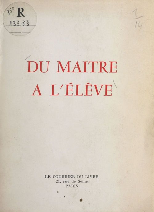 ebook cover of Du maître à l'élève, by Carina Platon