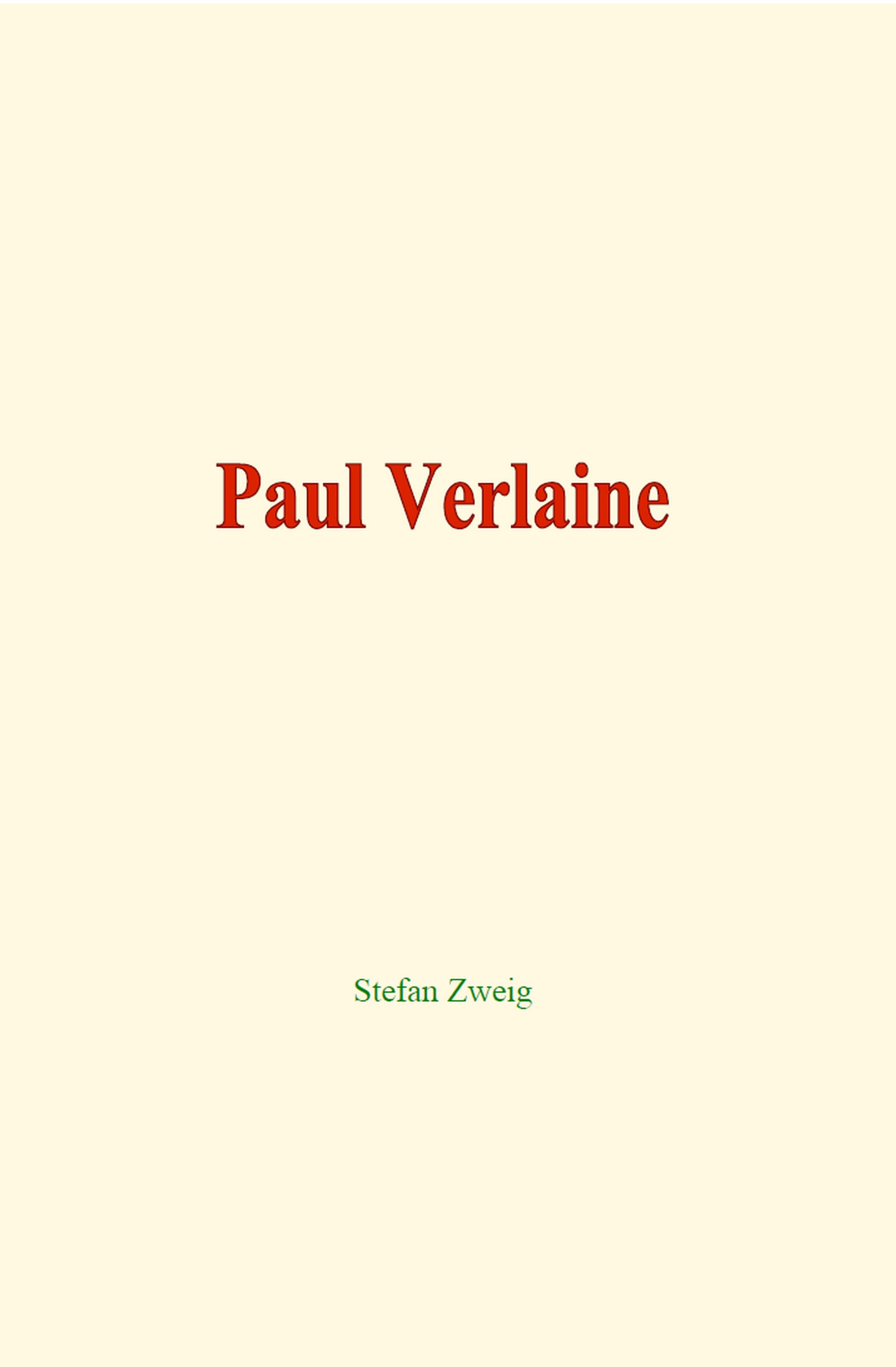 Couverture ebook de Paul Verlaine, de Stefan Zweig