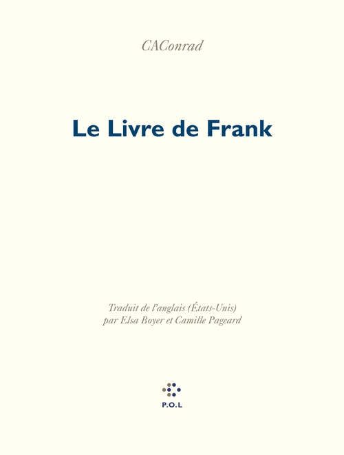 Couverture ebook de Le Livre de Frank, de CAConrad