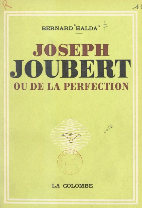 ebook cover of Joseph Joubert, by Bernard Halda