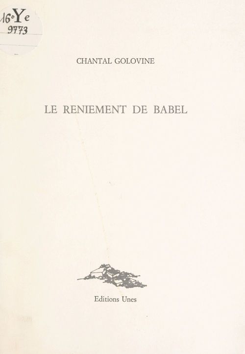ebook cover of Le reniement de Babel, by Chantal Golovine