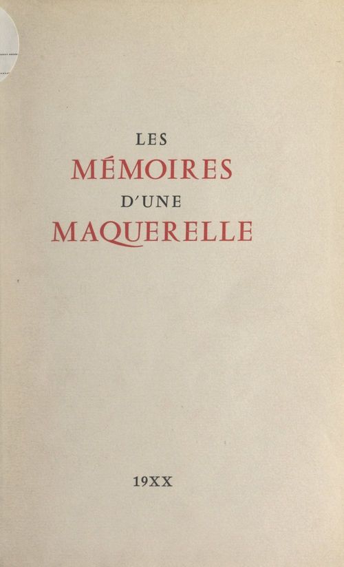 ebook cover of Les mémoires d'une maquerelle, by Isidore Isou
