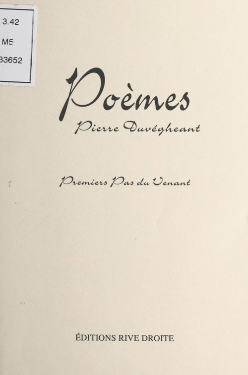 Couverture ebook de Poèmes : premiers pas du venant, de Collectif