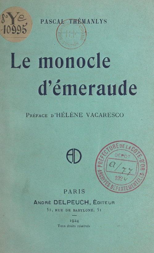 Couverture ebook de Le monocle d'émeraude, de Pascal Themanlys