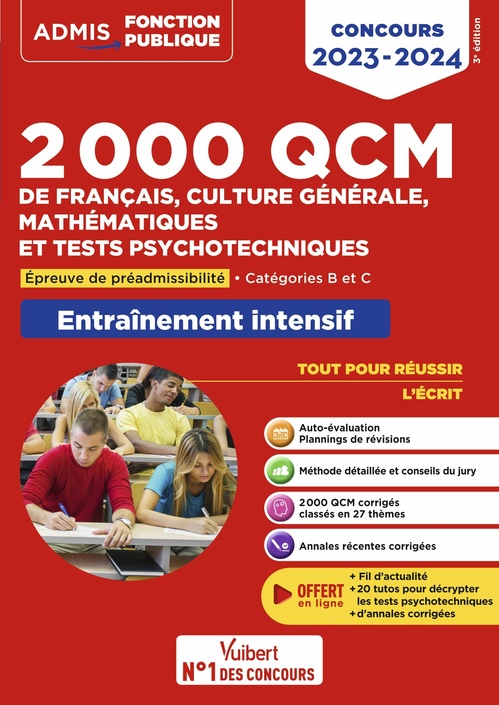 ebook cover of 2000 QCM de Français, Culture générale, Mathématiques et Tests psychotechniques, by Sébastien Drevet, Dominique Dumas